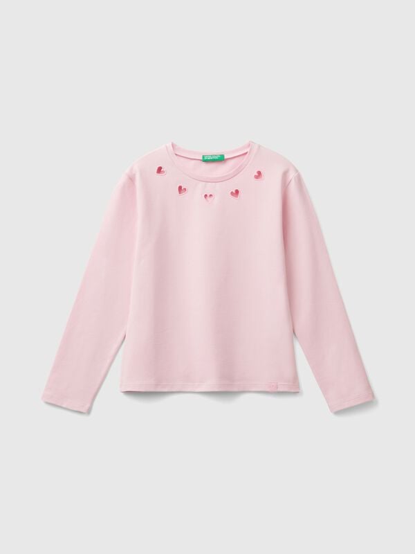 Camiseta con corazones troquelados Niña