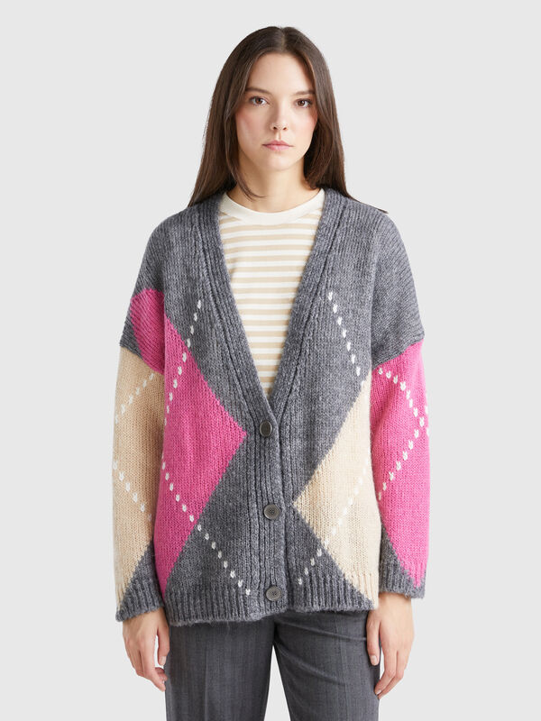 Cárdigan boxy fit de mohair mixto Mujer