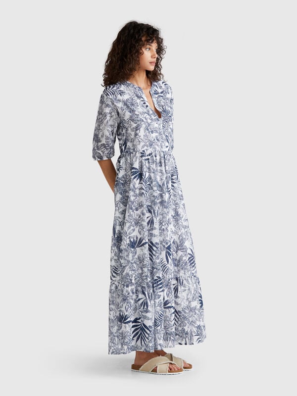Vestido estampado tropical Mujer