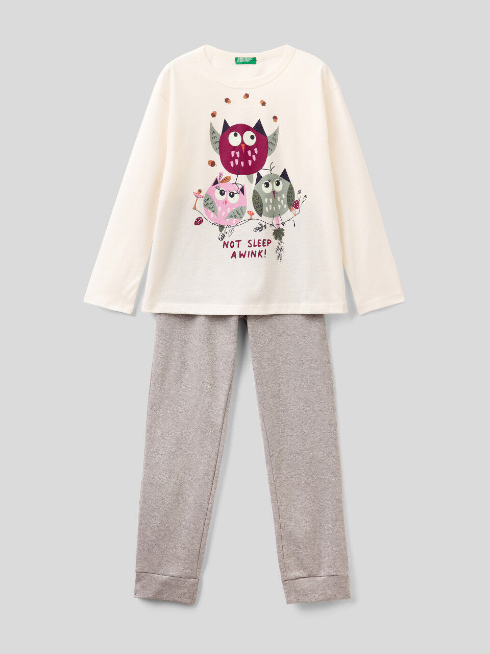 Pijama cálido con estampado de búhos