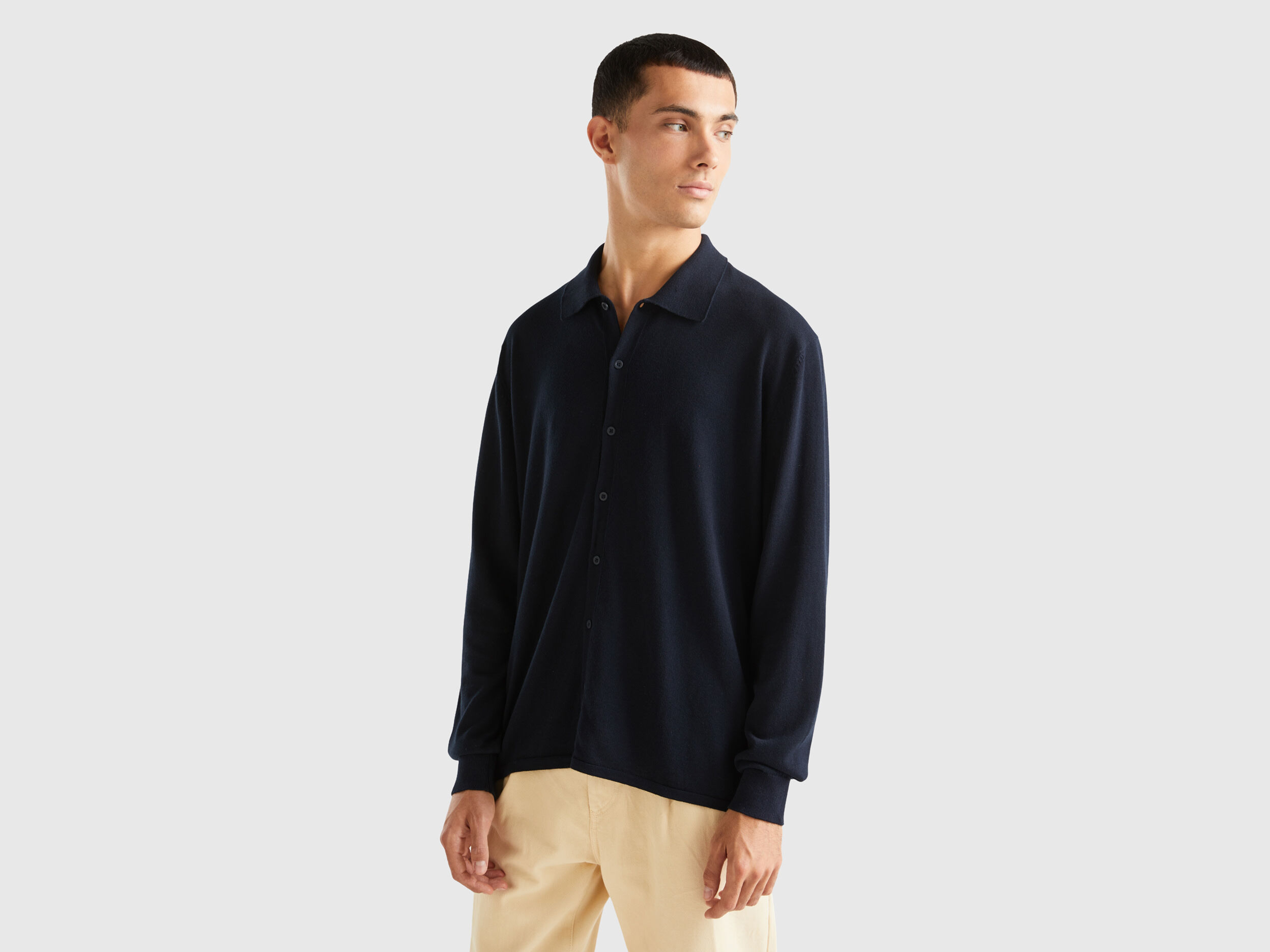 Camisa de punto Azul Oscuro Benetton
