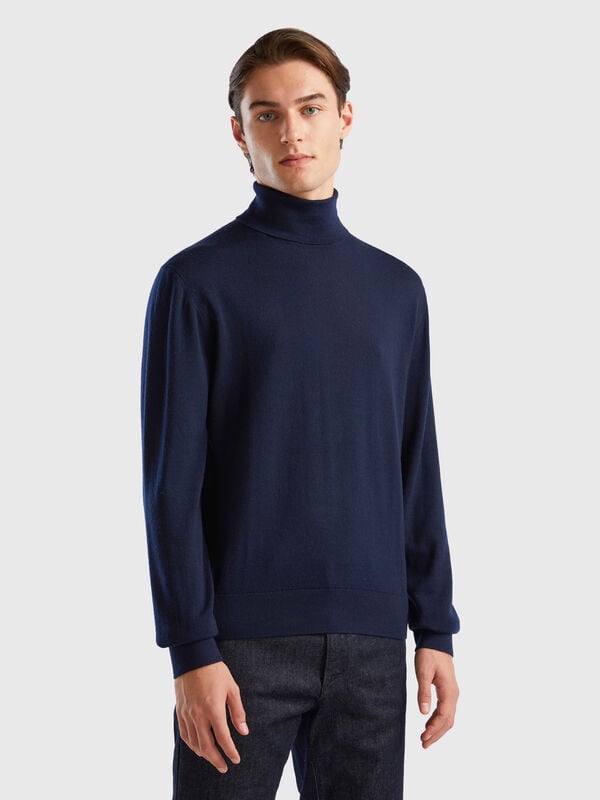 Jersey de cuello cisne de pura lana merina Hombre