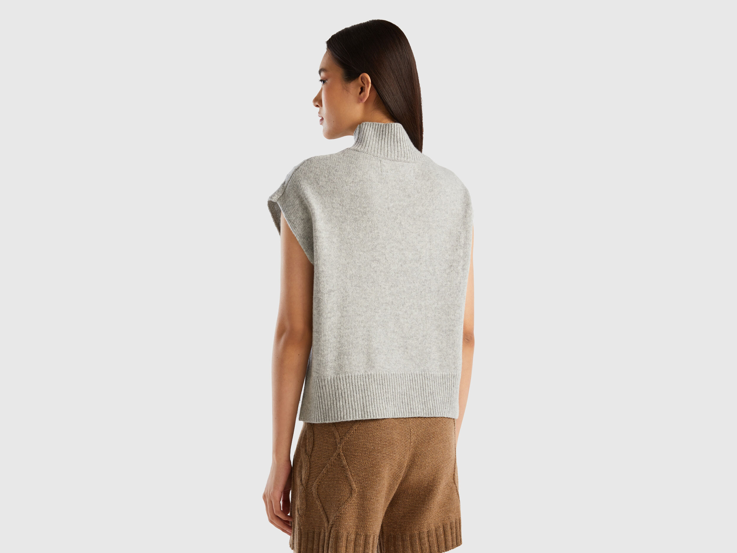 Chaleco de cuello alto Gris Claro Benetton
