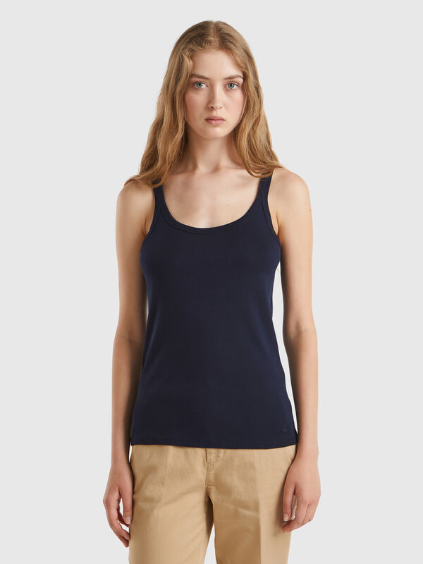 Camiseta de tirantes azul oscuro de 100 % algodón Mujer