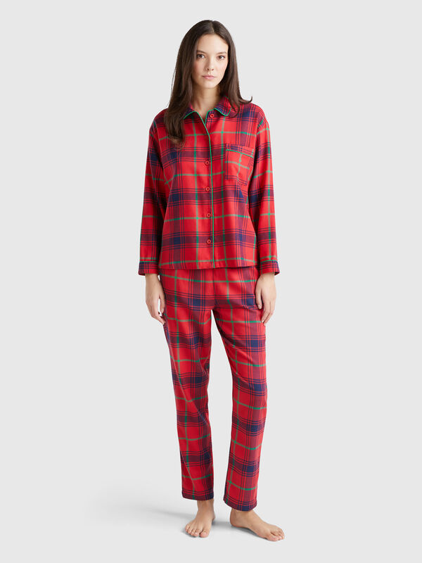 Pijama de tartán de franela Mujer