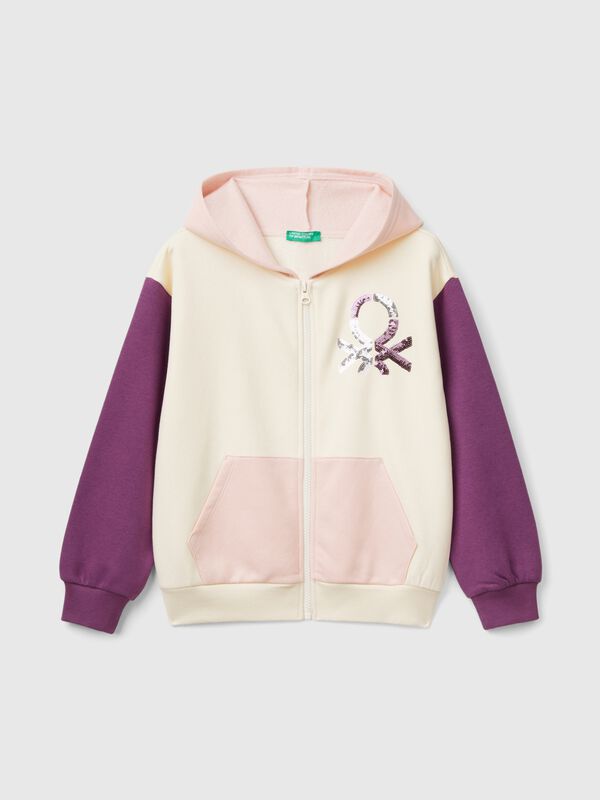 Sudadera con cremallera y lentejuelas Niña