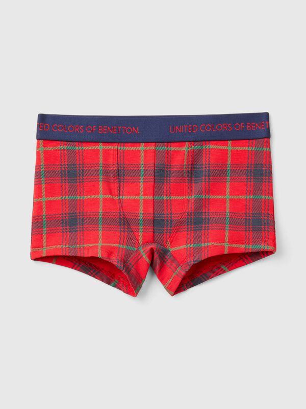 Bóxer de tartán rojo y azul Niño