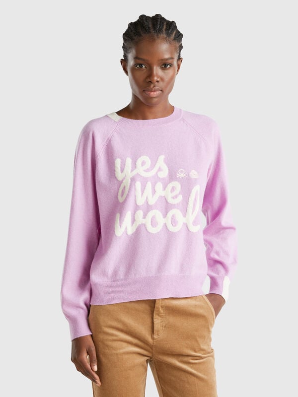 Jersey de lana merina con bordado Mujer