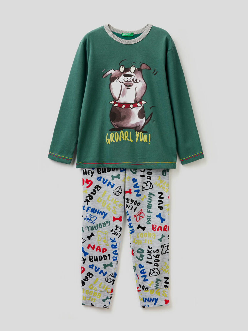Pijama de algodón con pantalón estampado image number 1