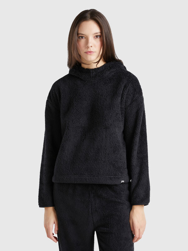 Jersey de pelo sintético con capucha Mujer