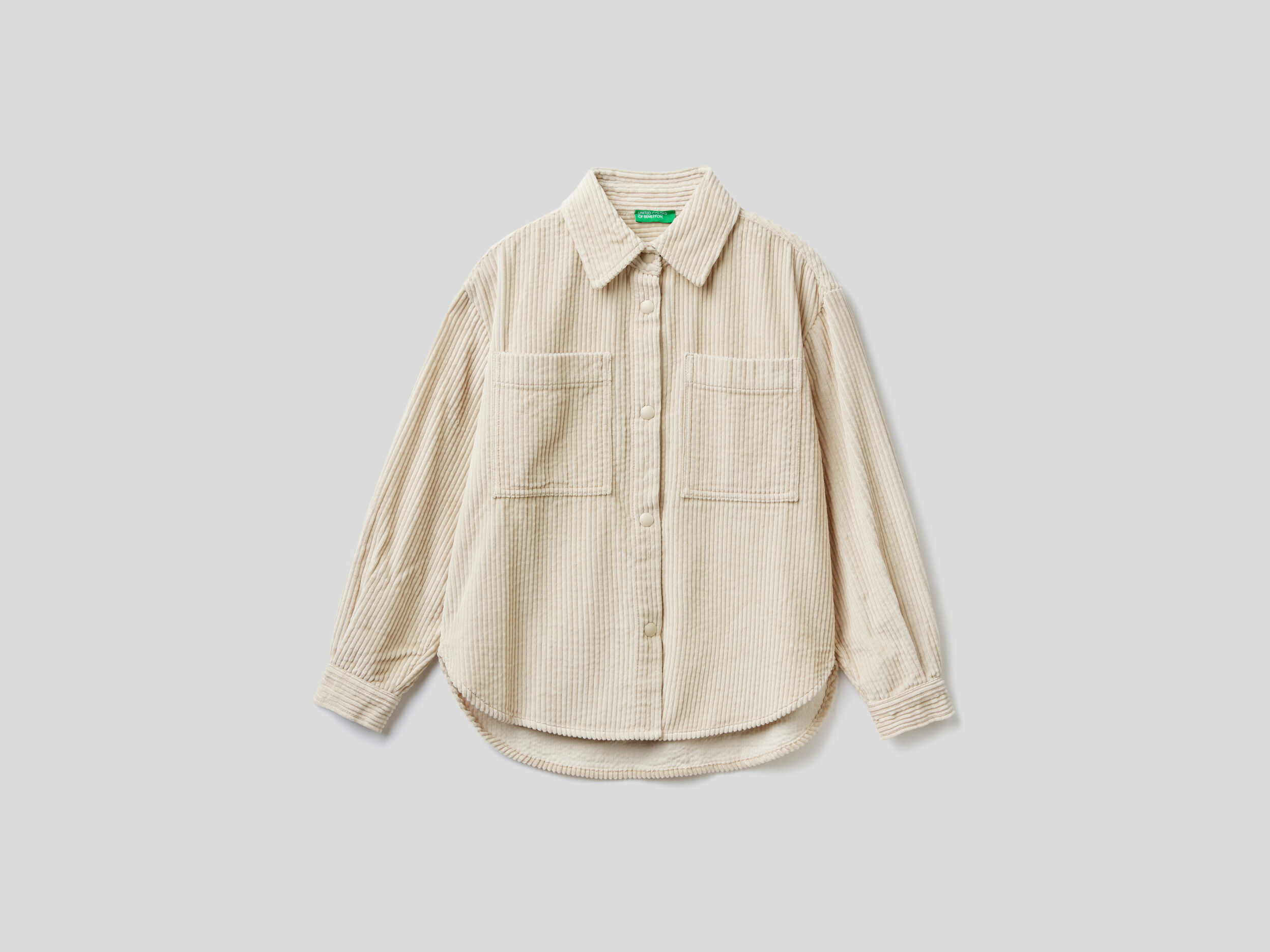 Camisa oversize de pana Blanco Crema Benetton