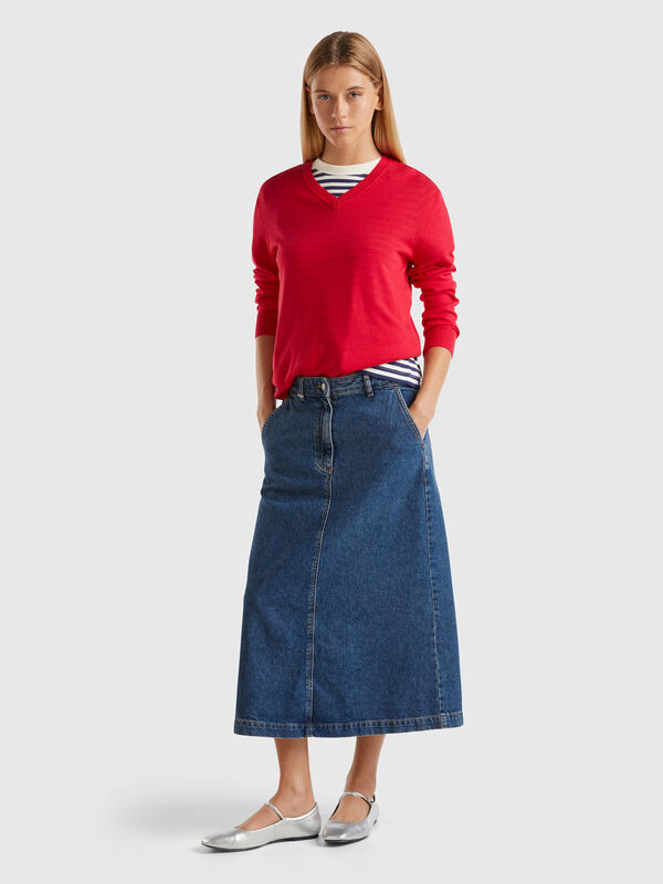 Jersey de Modal mixto con escote de pico Mujer