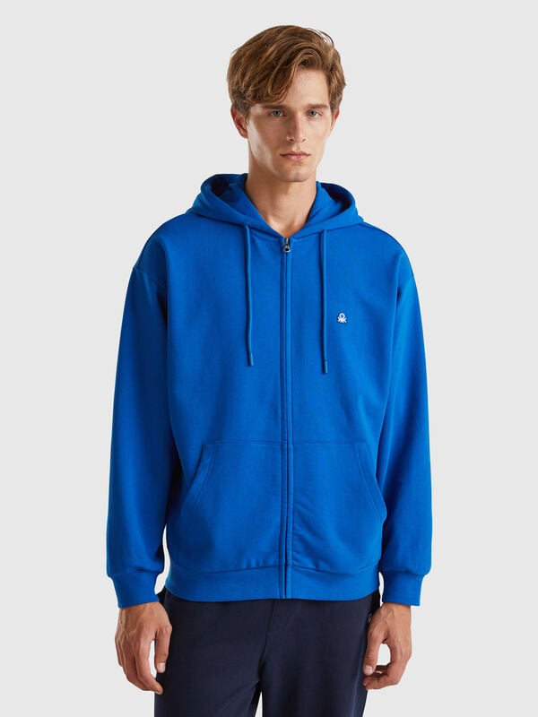 Sudadera de algodón con cremallera y capucha Hombre