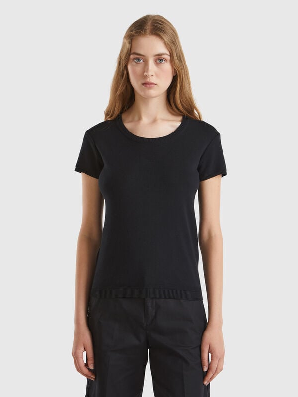 Jersey negro de manga corta Mujer