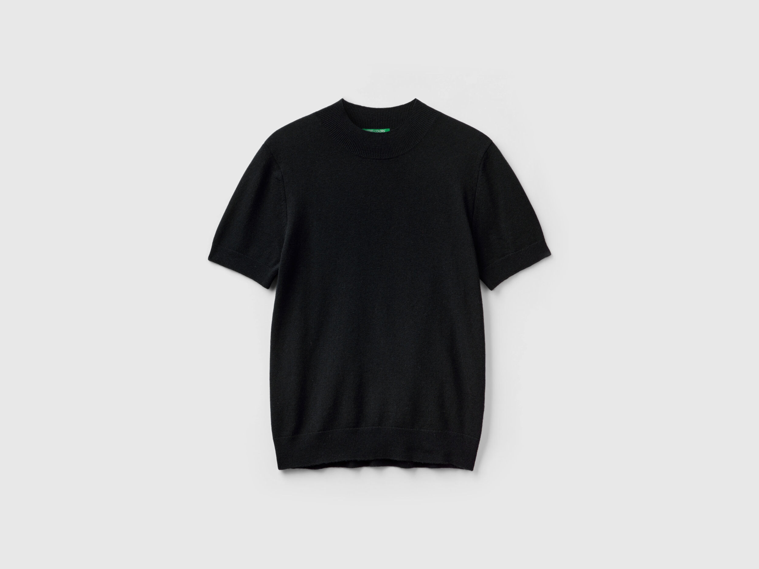 Jersey negro de manga corta de cachemir mixto Negro Benetton