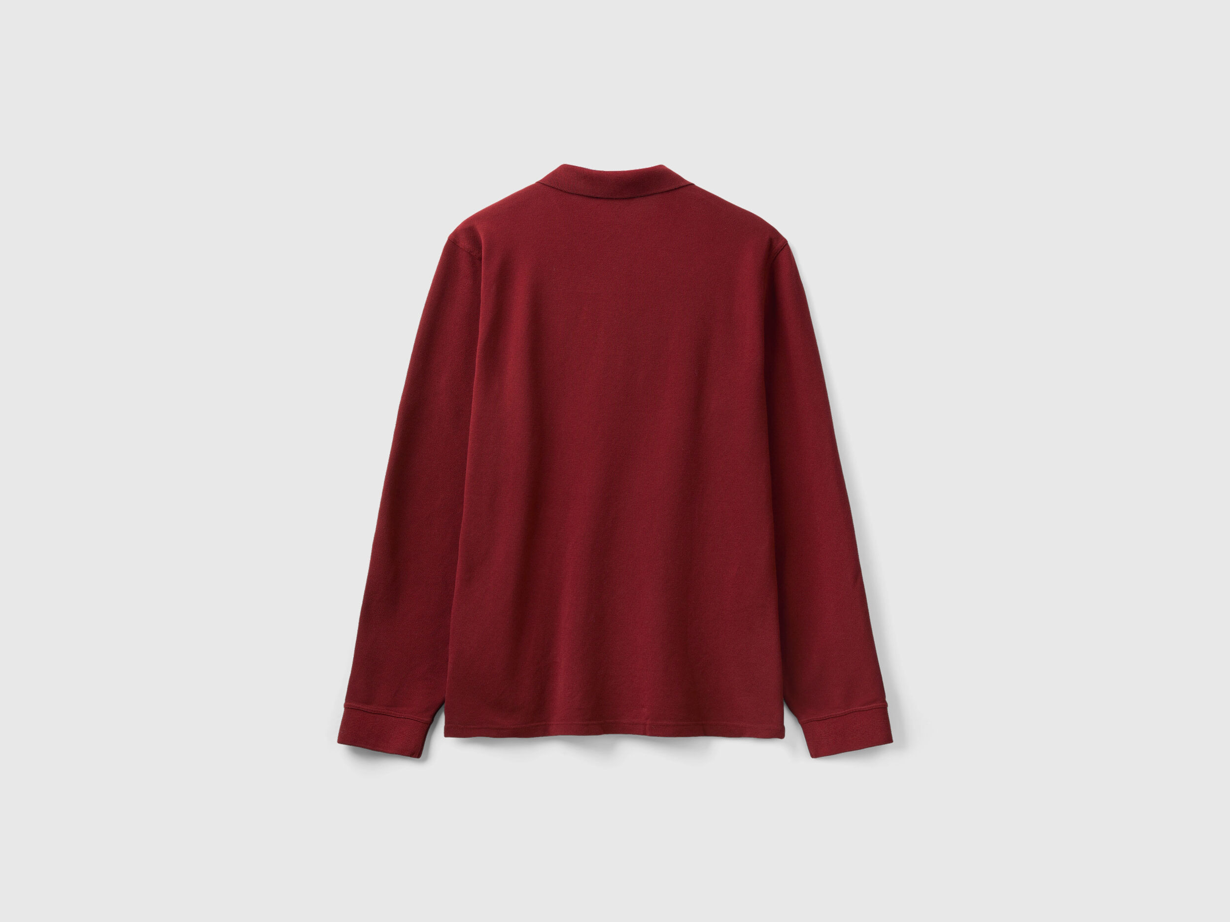 Polo de manga larga de 100 algodon Burdeos Benetton