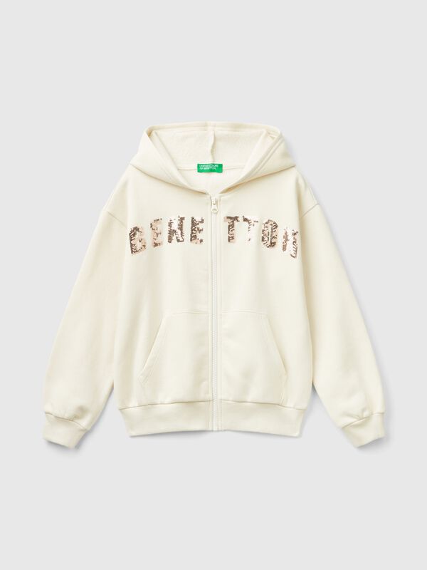 Sudadera con cremallera y lentejuelas Niña