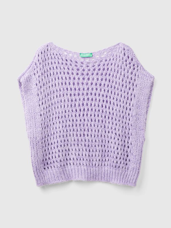 Chaleco de rejilla con lúrex Mujer