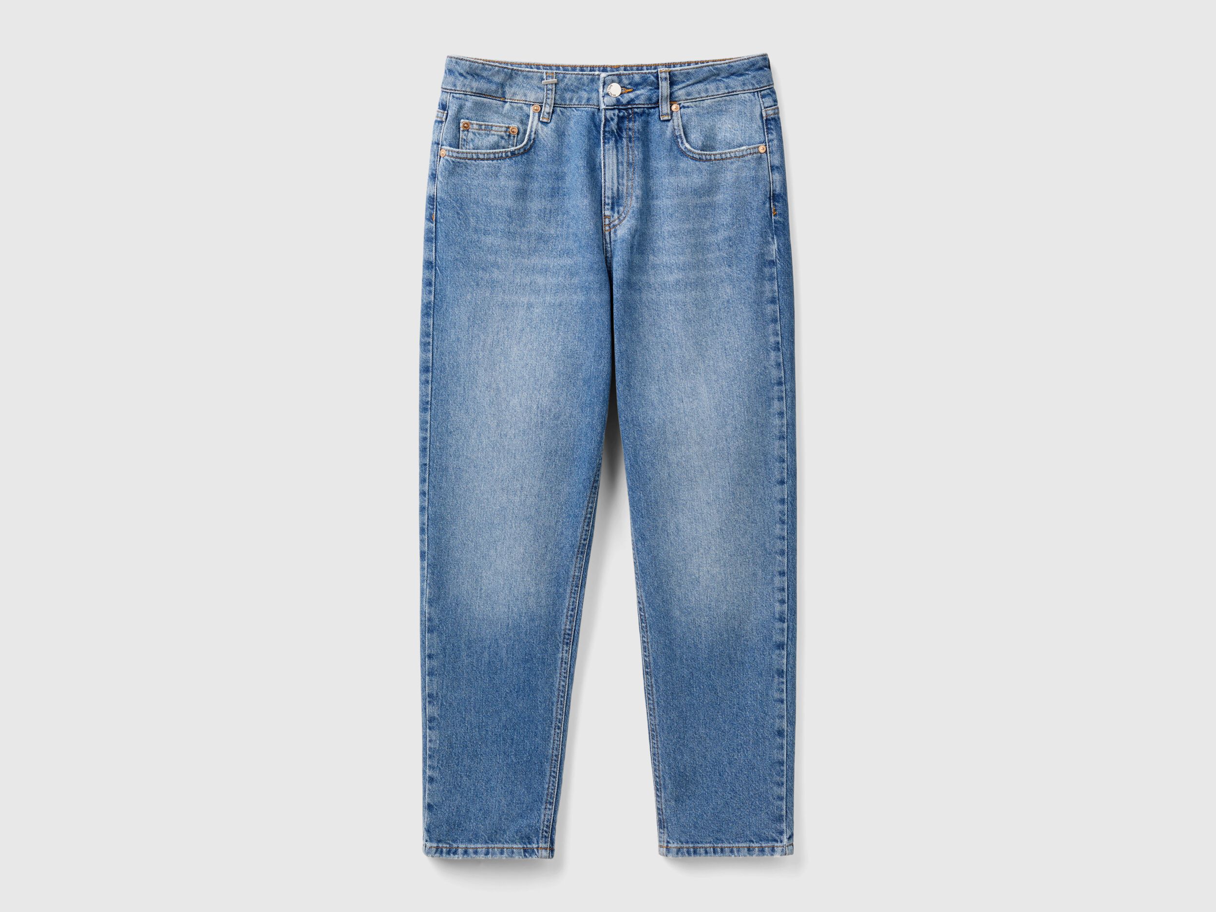 Vaqueros cropped de talle alto Azul Benetton