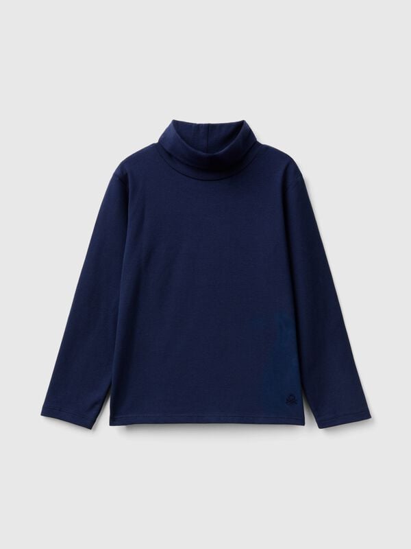 Camiseta de cuello alto de algodón elástico Niña