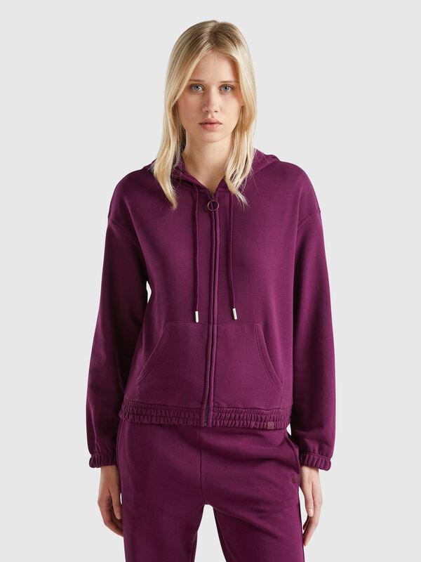 Sudadera de algodón mixto con capucha Mujer