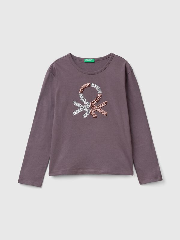 Camiseta de algodón cálido orgánico con lentejuelas Niña