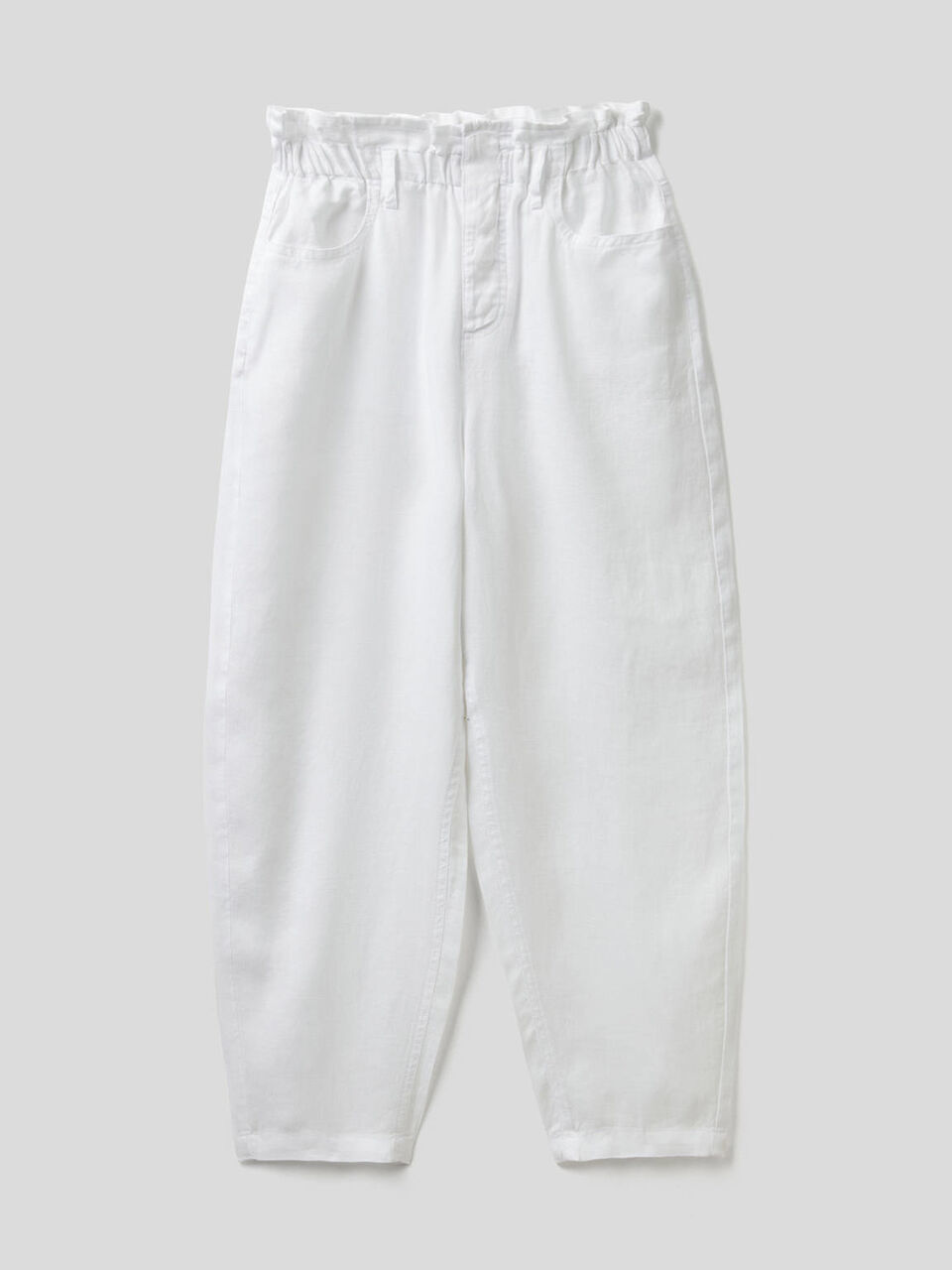 Pantalón de 100% lino con cintura fruncida image number 1