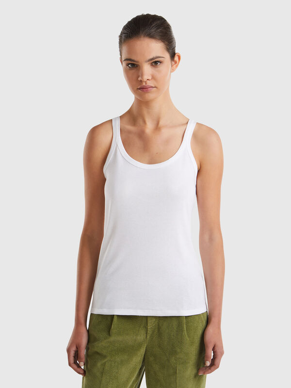 Camiseta de tirantes blanca de 100 % algodón Mujer