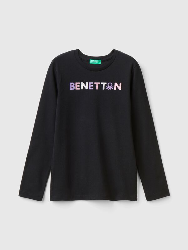 Camiseta de manga larga con estampado de glitter Niña