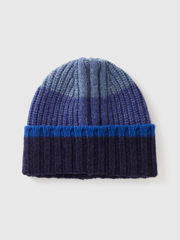 Gorro de rayas de pura lana Shetland Hombre