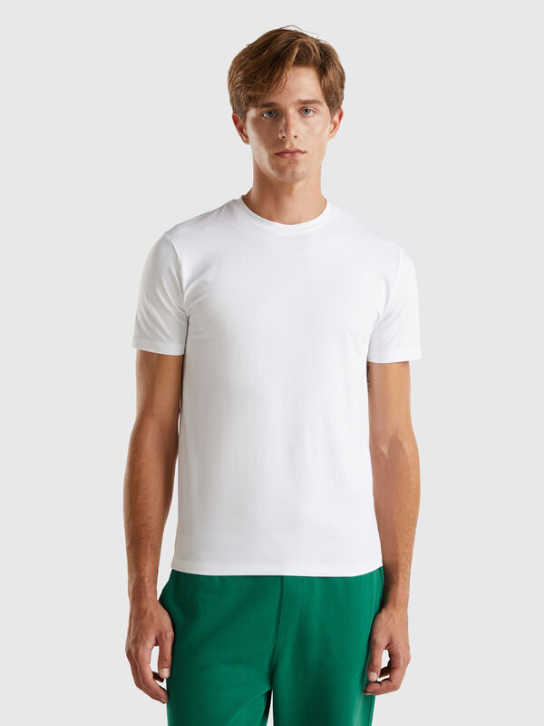 Camiseta slim fit de algodón elástico Hombre