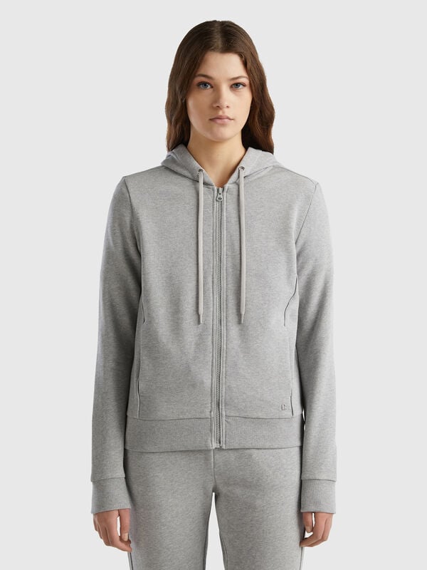 Sudadera de 100 % algodón con cremallera y capucha Mujer