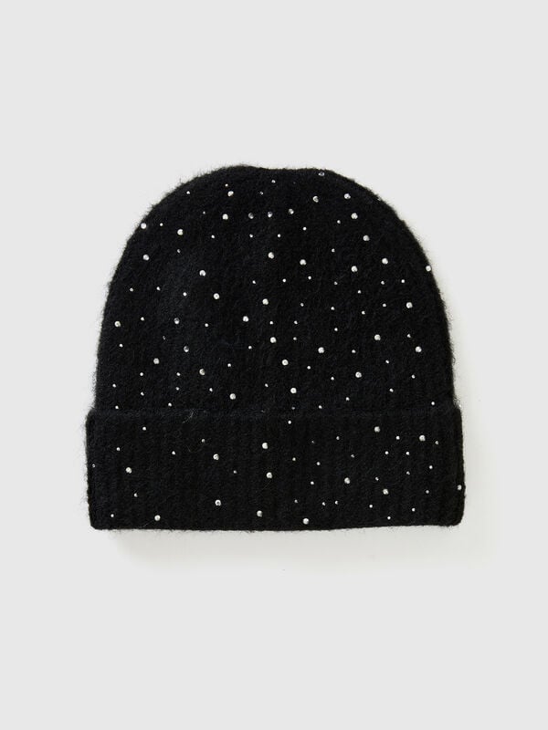 Gorro en mezcla de lana con strass Mujer