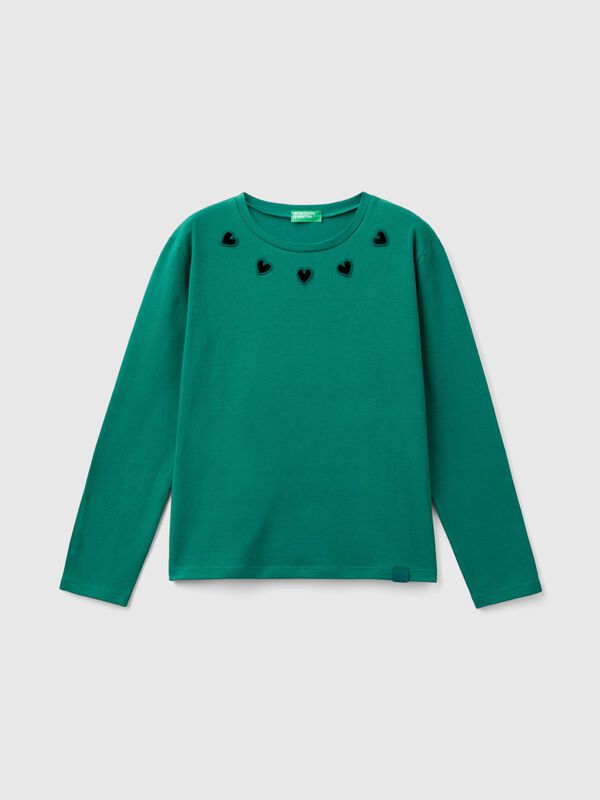 Camiseta con corazones troquelados Niña