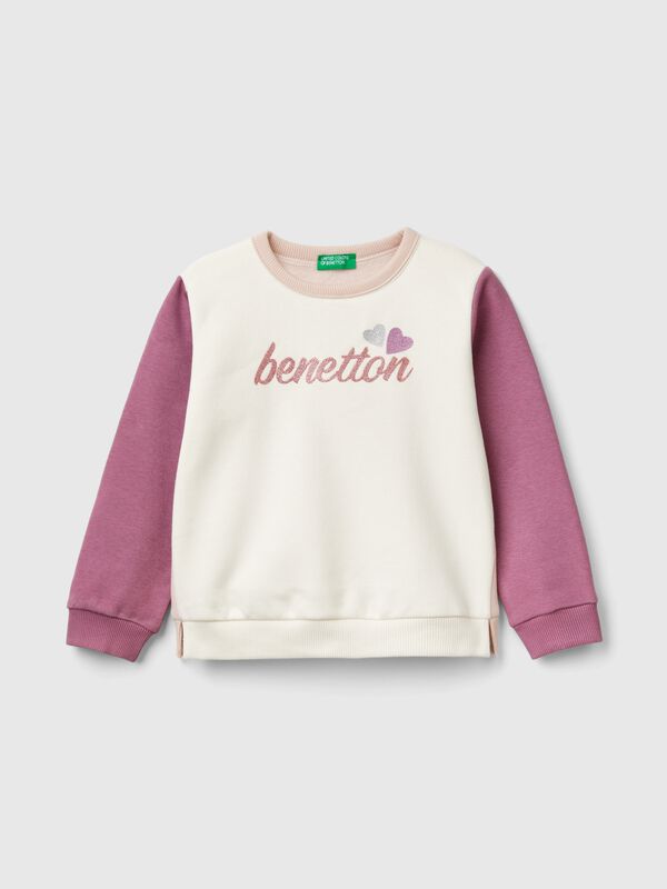 Sudadera cerrada con estampado de glitter Niña