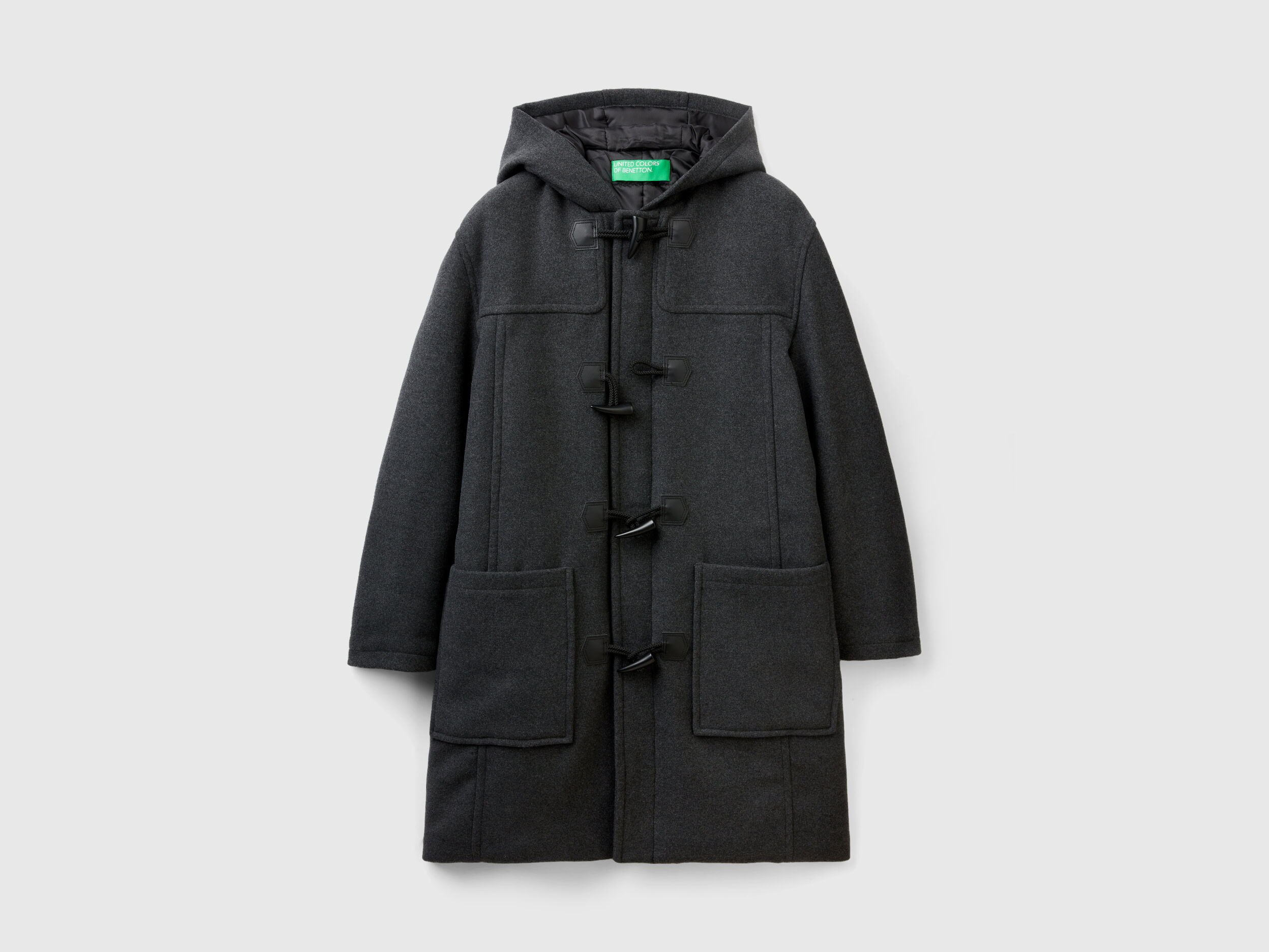 Trenca de lana mixta Negro Benetton