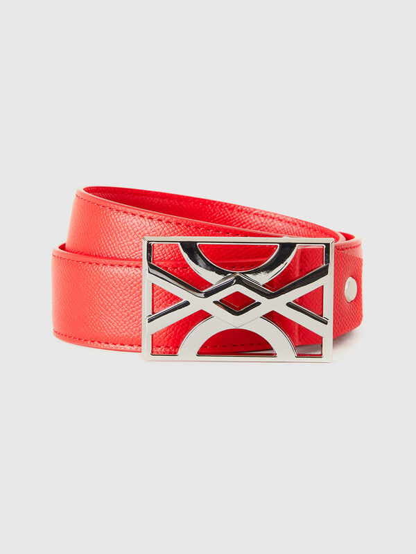Cinturón rojo con hebilla con logotipo Mujer