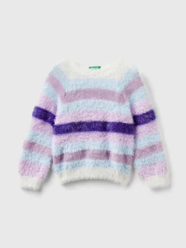 Jersey de rayas de pelo sintético Niña
