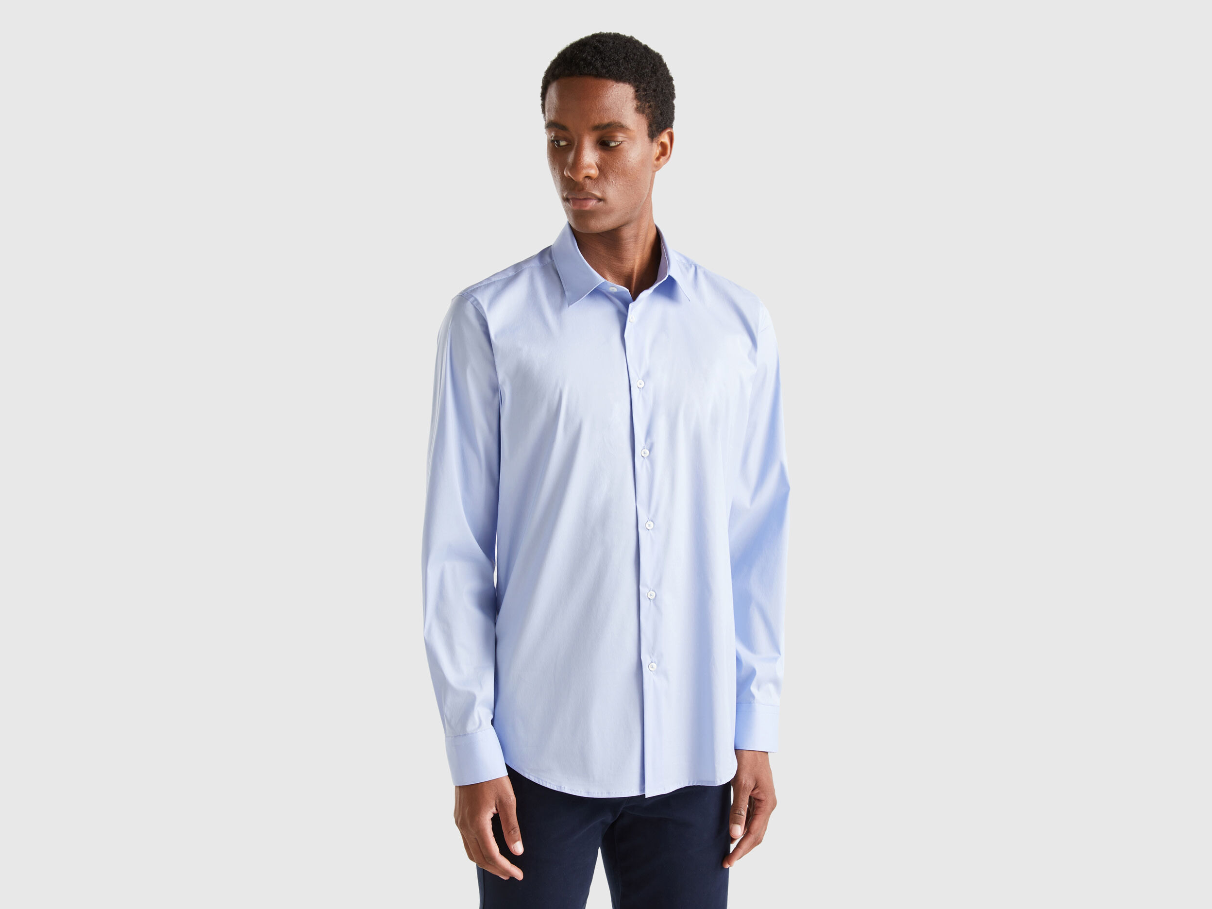 Camisa azul lisa hombre outlet