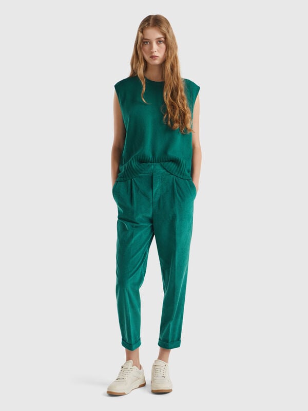 Pantalones chinos de pana con cintura elástica Mujer