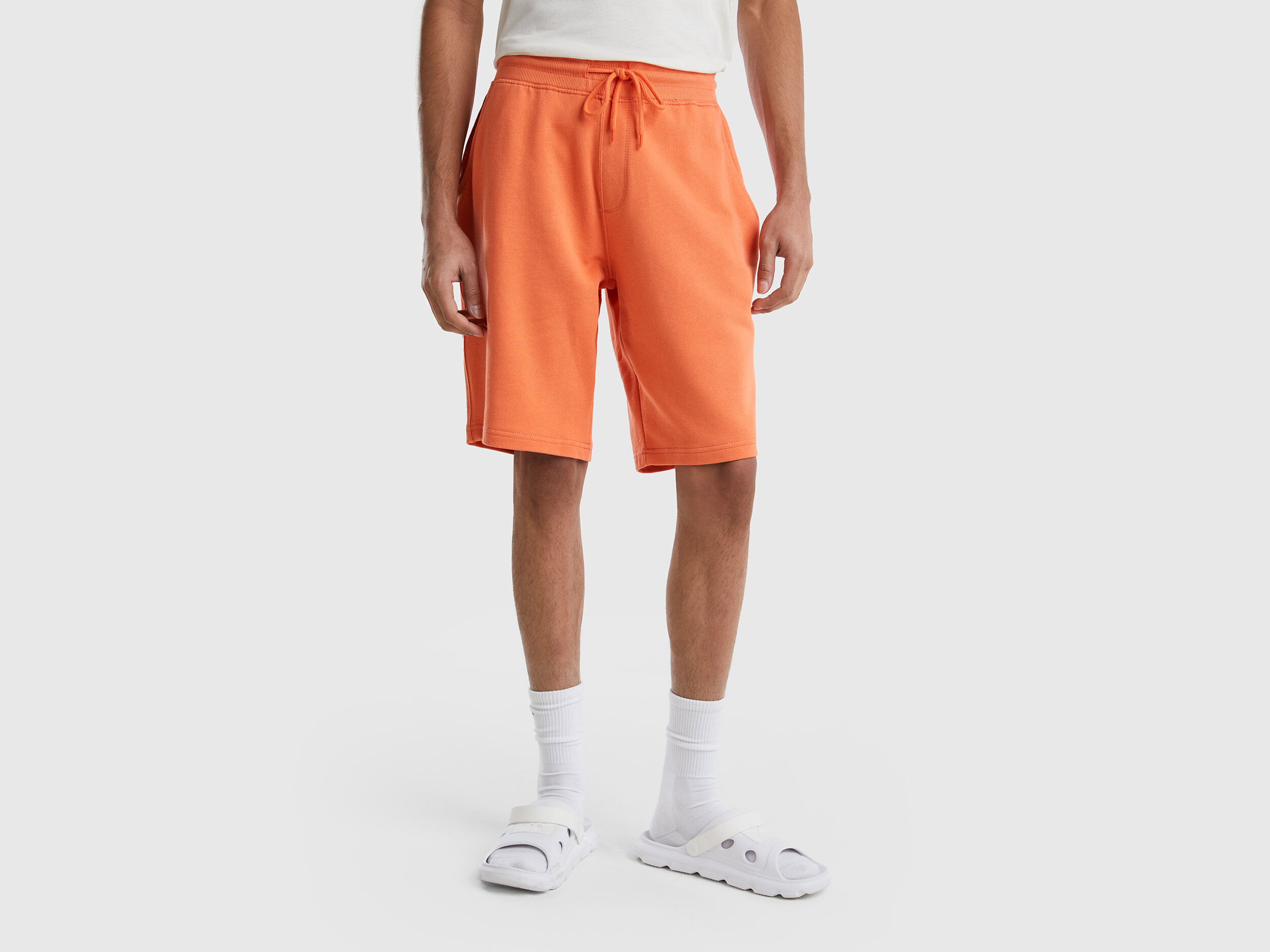 Bermudas de felpa de 100 algod n Rojo Teja Benetton