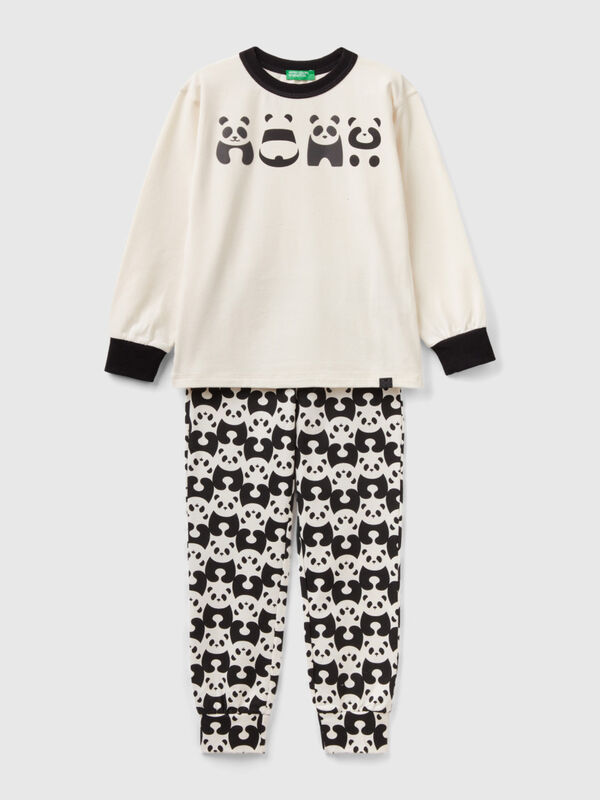 Pijama largo con estampado de panda Niño
