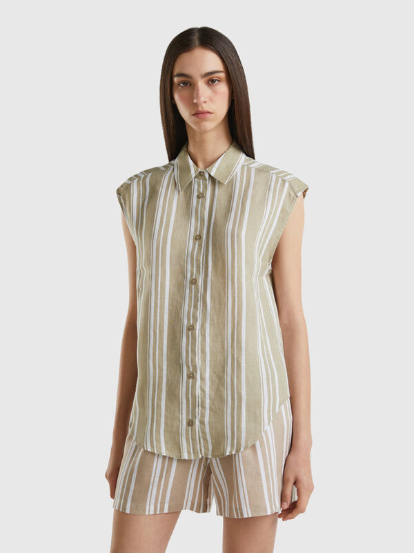 Camisa de 100 % lino estampado Mujer
