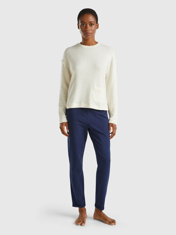 Pantalón de algodón elástico cálido Mujer