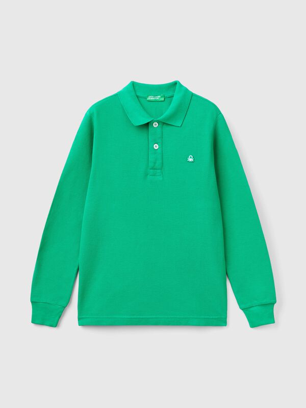 Polo de manga larga de 100 % algodón orgánico Niño