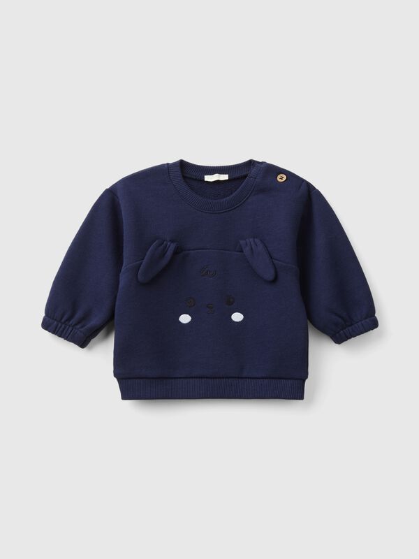Sudadera de algodón orgánico con bordado y parche Recién nacidos