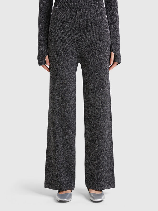 Pantalón palazzo con lúrex Pantalón palazzo con lúrex Mujer