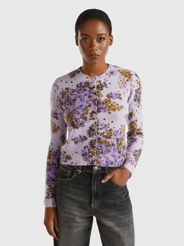 Cárdigan floral en tejido reciclado Mujer