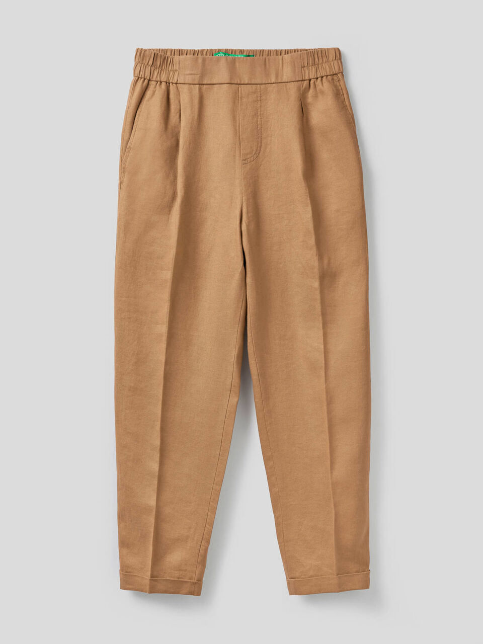 Pantalón cropped de 100% lino image number null