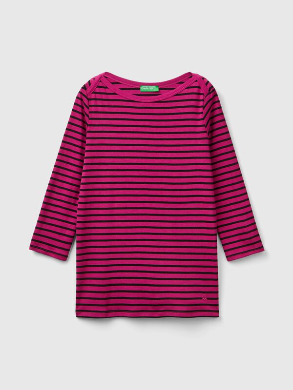 Camiseta de manga francesa de rayas de 100 % algodón Camiseta de manga francesa de rayas de 100 % algodón Mujer
